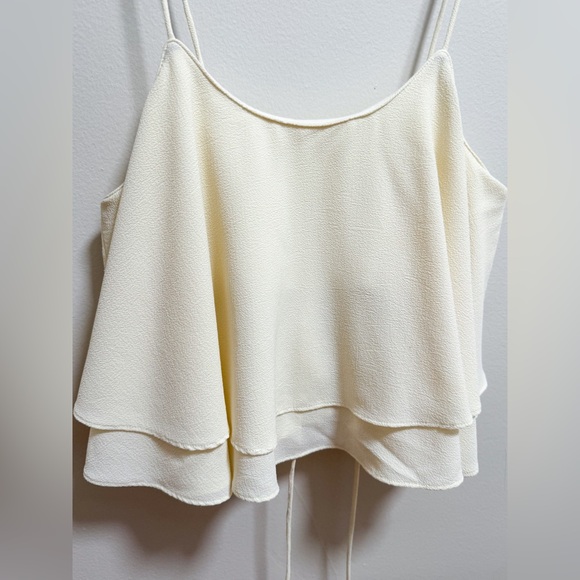 Free People ivory lace back flowy white tank top crop top medium boho beach cute - Picture 2 of 8